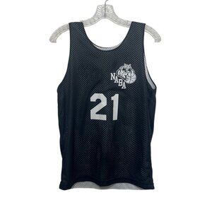 A4 Youth NABA Reversible Basketball Jersey Kids Large Black White #21 Mesh